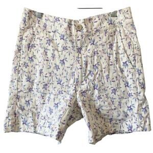 JACHS GIRLFRIEND NWOT Stretch Satin Chino Shorts Size Small Floral White 5"